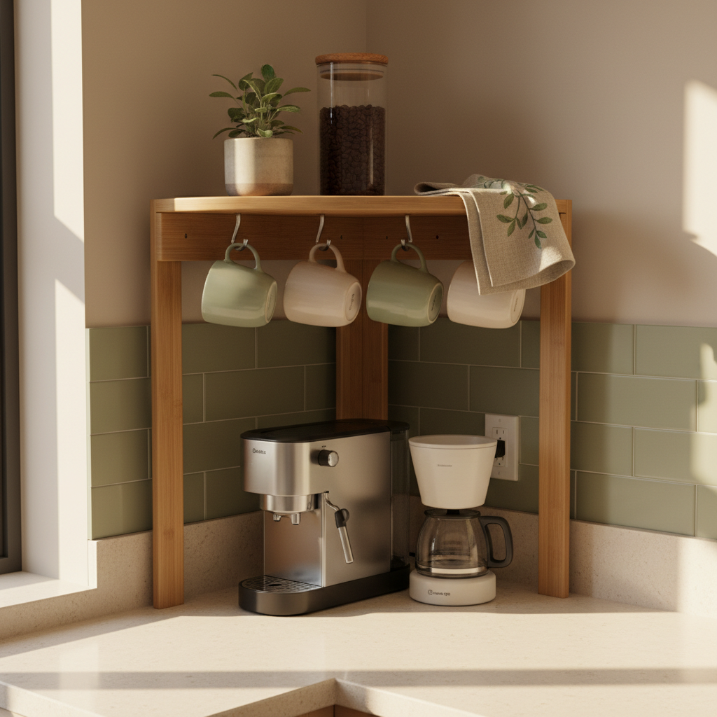 A Countertop Corner Shelf for Coffee Bar Setup You Only Need Once: Clutter Creep, Not Morning Chaos