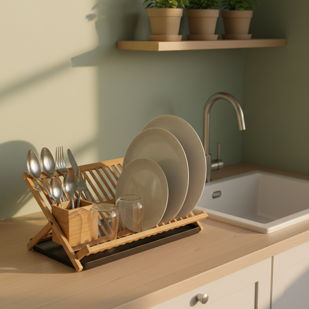 Collapsible Bamboo Dish Rack for Small Kitchen Living on a Tight Budget: A Clutter-Free Counter You Can Get Without Spending a Fortune