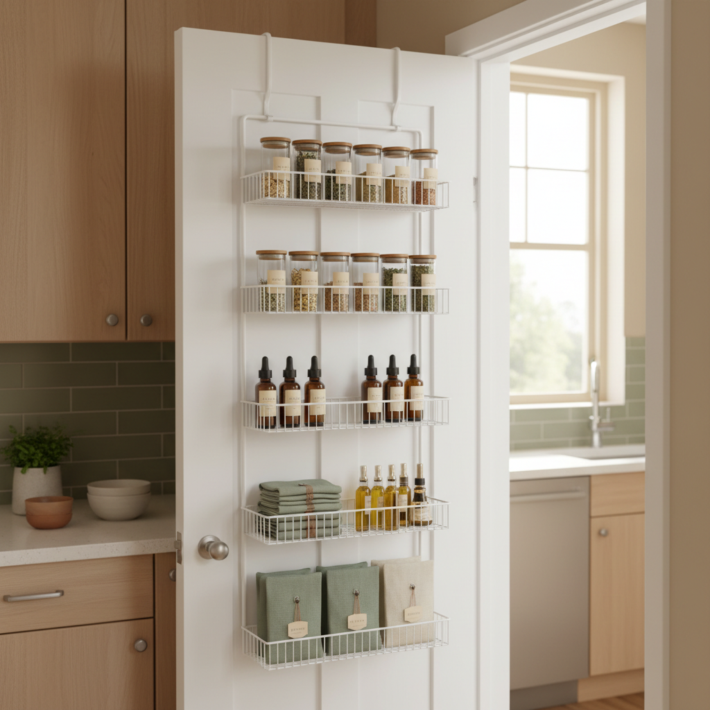 How Much Counter Space You Trade for Convenience with an Over the Door Hanging Shelf Organizer in Small Apartments