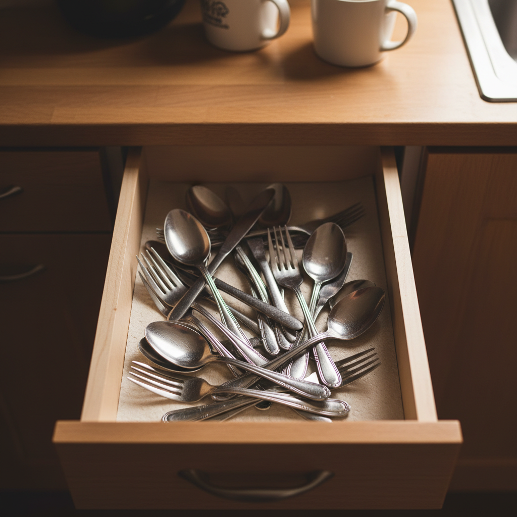 Fitting a Silverware Drawer Organizer Into a Small Kitchen Without Wasting Half the Drawer