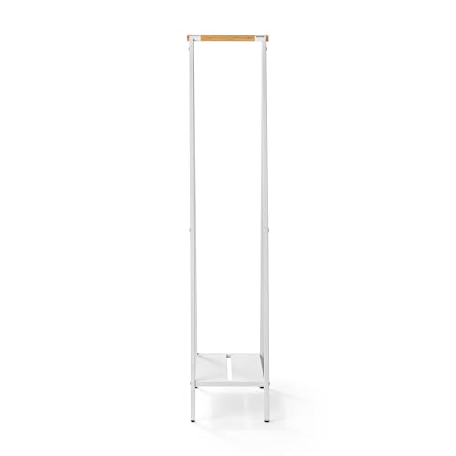 Linn Clothes Rack, Compact - Free Standing Clothing Rail - Clothes Storage - Hang, Air, or Dry Clothes - Sturdy Steel Frame & Bamboo Rod - 19 x 13 x 67 inches - White - view 2