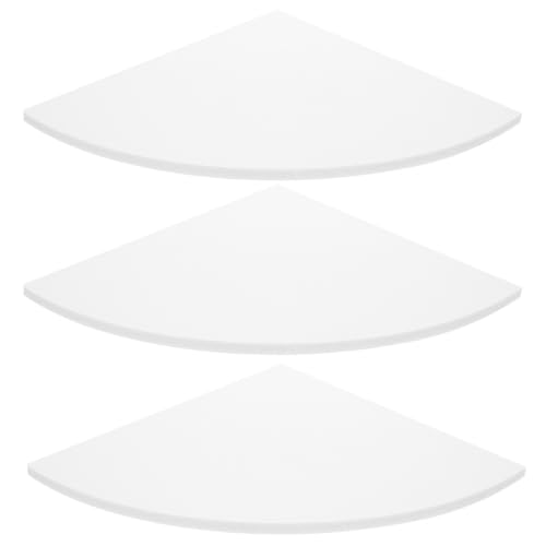3pcs White Wood Wall Corner Shelf Triangle Fan Shaped Rack