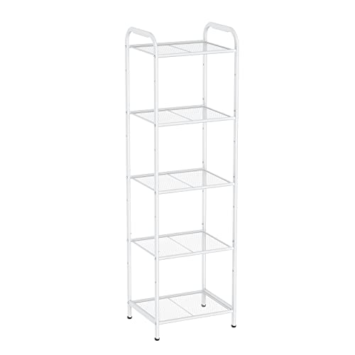 5 Tier Standing Shelf Units for Kitchen Storage Rack, White