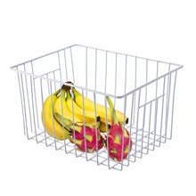 Deep Refrigerator Freezer Baskets, Large Household Wire Storage Basket Bins Organizer with Handles for Kitchen, Pantry, Freezer, Cabinet, Closets, Pearl White, Set of 2 - view 6