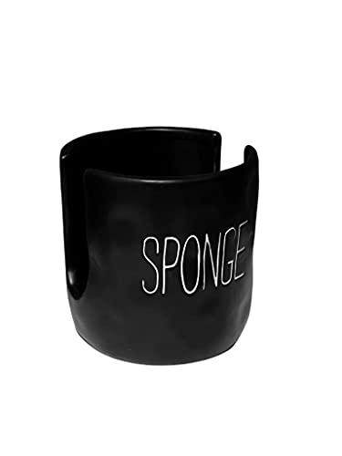 Bistro Ceramic Sponge Holder for Kitchen Sink, Black Sponge Caddy