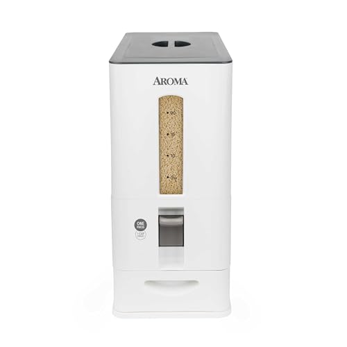 Housewares 27lbs Large Rice Dispenser, 7.25 x 16.5 x 16.5 inches, White