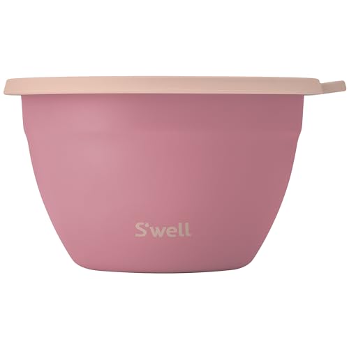 Stainless Steel Salad Bowl Kit 64oz, Dusty Pink, Comes with 2oz Mini Canister and Removable Tray for Organization, Leakproof, Easy to Clean, Dishwasher Safe