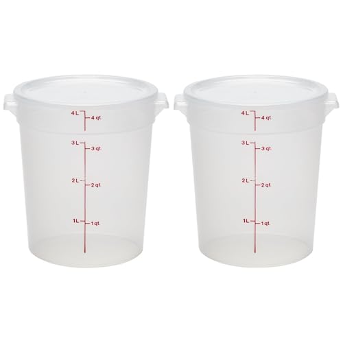Food Storage Containers with Lids (BPA-Free) - 4 Quart - Food Grade Buckets with Lids (2 Pack) - For Dough Proofing and Brining (Translucent)