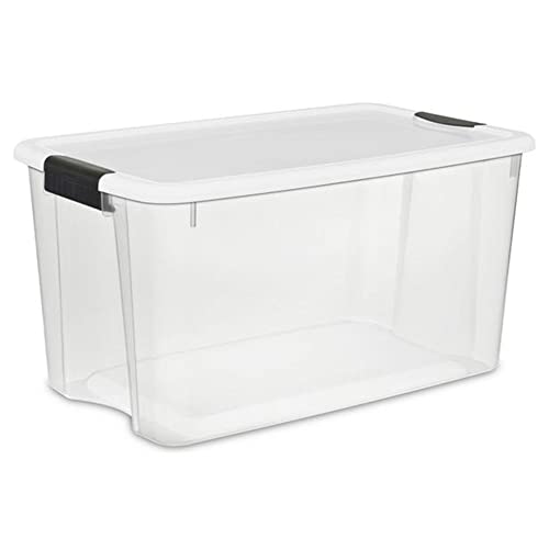 Storage System Solution with 106 Quart Clear Latching Storage Tote, 4 Pack and 66 Quart Plastic Stackable Storage Tote, 4 Pack - view 2