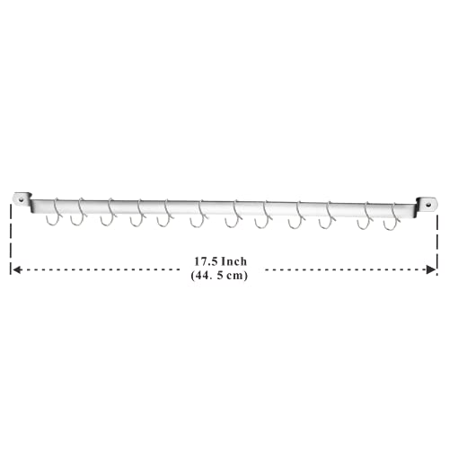 Kitchen Utensil Rail Organizer - Wall Mounted Gourmet Rack With 14 Hooks for Hanging Knives, Mugs, Spatulas, Pots and Utensils - view 2