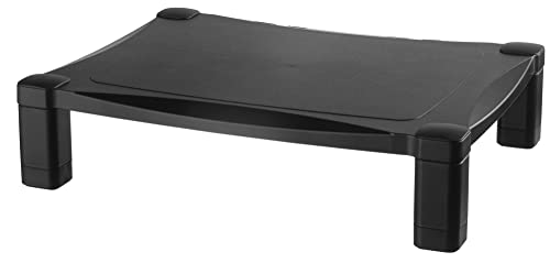 Single-Level Monitor Stand, 17" X 13.25" X 3" To 6.5", Black, Supports 50 Lbs