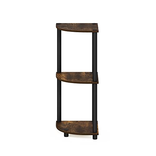 TURN-N-TUBE Corner Shelf, 3-Tier Corner Bookshelf, Display Storage Shelves with Open Shelves, for Organization and Storage, Living Room, Home Office, Garage, Amber Pine - view 6