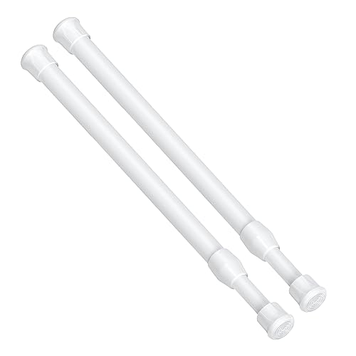 Spring Tension Curtain Rods Short Tension Rod (White,12" to 19"-2Pcs)