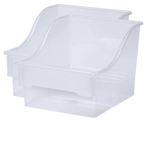 Clear 2-Tier Pantry Storage Bin with 2 Compartments, Medium Plastic Organizer for Snacks, Spices, and Small Items, See-Through Design for Quick Identification