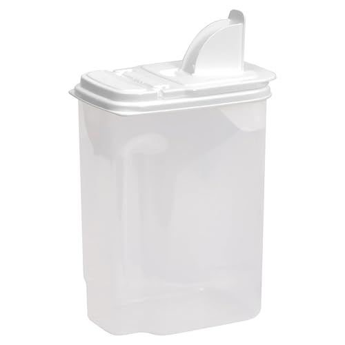 Large Food Storage Container - 3.75 Quart Sugar Buddy, All Purpose Clear Kitchen Organization and Storage - Sugar, Flour, Cereal, Rice Dispenser, EZ Pour Spout & Easy Grip Handle (White Lid)