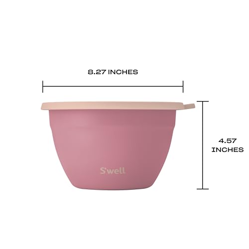 Stainless Steel Salad Bowl Kit 64oz, Dusty Pink, Comes with 2oz Mini Canister and Removable Tray for Organization, Leakproof, Easy to Clean, Dishwasher Safe - view 3