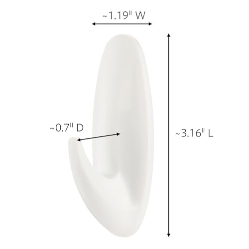 Medium Designer Hooks, 2 Hooks and 4 Strips, Damage-Free Hanging Wall Hook with Adhesive Strips, No Tools Great for Hanging, Organization and Storage, Holds up to 3 lb (Pack of 6) - view 2