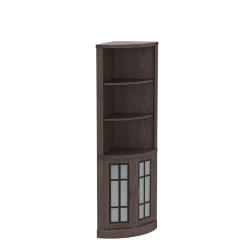Curved Corner Storage Cabinet, 65" Tall Freestanding Bookcase - view 4