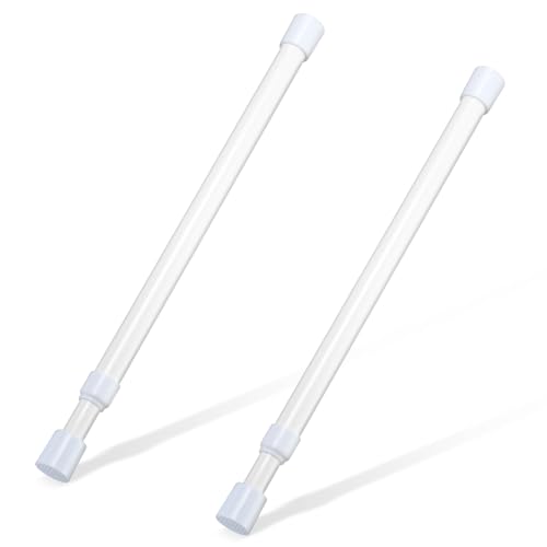2 Pcs Small Tension Rod 12-20 inch Spring Rod, Tension Rod Spring Tension Rod, Small Tension Curtain Rod, Short Thin Tension Rods, Mini Tension Rods for Closet, Cabinets, Cupboard, Drawers, White