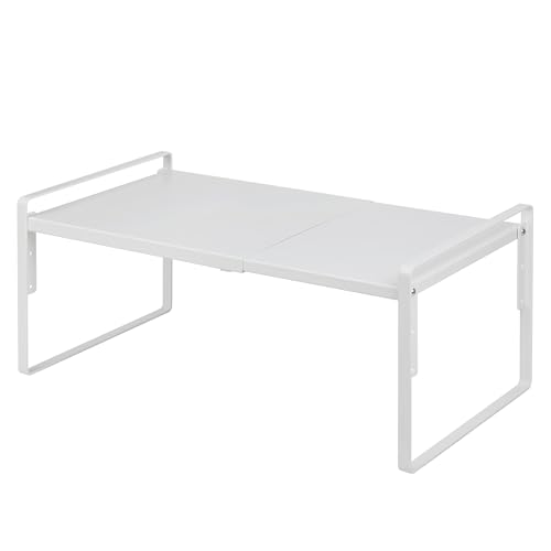 Cabinet Shelf Riser, Adjustable Cabinet Organizer, 12" Deep White