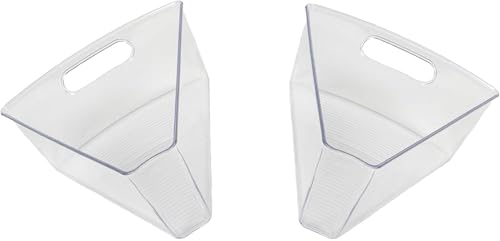 Lazy Susan Deep Organizer Bins, Corner Cabinet Turntable Shelf Storage for Kitchen and Pantry Items, Clear and Sturdy with Built-In Handles, 2 Pack - view 5
