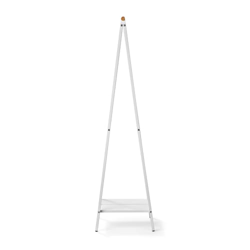 Linn Clothes Rack, Compact - Free Standing Clothing Rail - Clothes Storage - Hang, Air, or Dry Clothes - Sturdy Steel Frame & Bamboo Rod - 19 x 13 x 67 inches - White - view 3