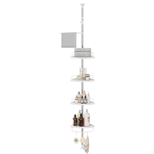 4-Tier Corner Shower Caddy Tension Pole for Bathroom