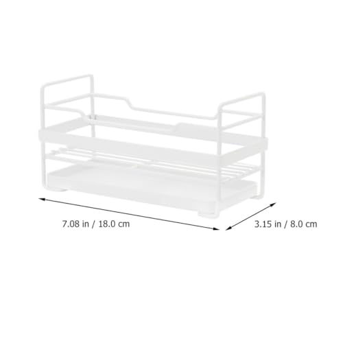 White Iron Storage Rack with Drainage Tray, Countertop Organizer Shelf - view 2