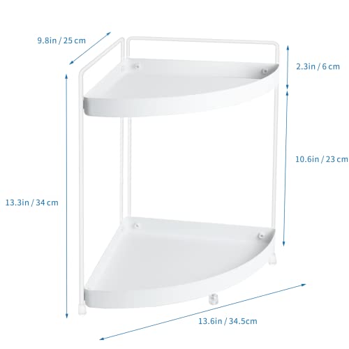 2 Tier Corner Shelf Rack Kitchen Counter Cabinet Bathroom Organizer Makeup Cosmetic countertop Organization and Storage Under Sink Organizers Perfume Trays for Dresser White - view 3