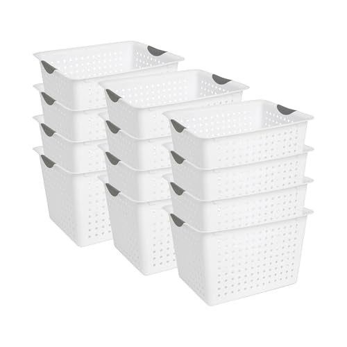 Deep Ultra Basket, Open Top Plastic Storage Organizer, 12-Pack