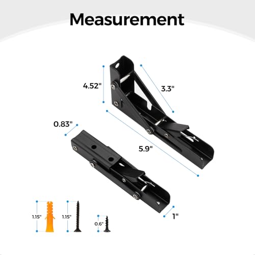 Matte Black Folding Shelf Brackets, 6 Inch, 2 Pack - view 3