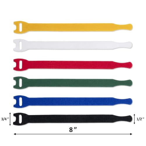 8" Hook & Loop Reusable Cable Tie Wraps - 50 Pack - Green - view 2