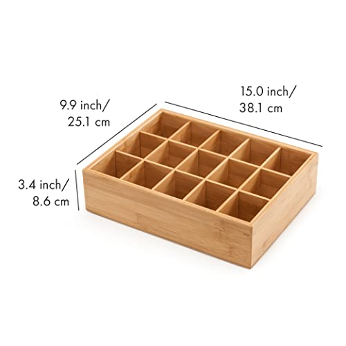 Bamboo Closet Drawer Divider - Storage Organizer with 15 Compartments, Drawer Organizer, Storage Box for Belts, Ties, Bras, Briefs, Socks & Jewelry - Natural - view 2