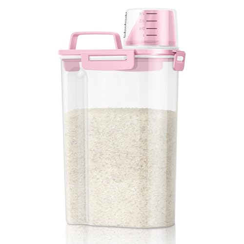Rice Storage Container 5 Lbs, Small Airtight Dry Food Container for Flour Cereal Pasta Kitchen Pantry Organization -Red
