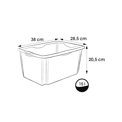 Emil 3x Storage Box with Turning/Stacking System, 38 x 28.5 x 20.5 cm, 15 L, Nordic Green - view 2