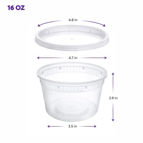 16 oz Plastic Food Storage Deli Containers with Lids [48 Sets] - view 2