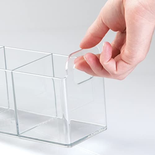 Plastic 3-Compartment Bathroom Organizer Storage Bin - Divided Makeup Caddy and Hair/Beauty Product Holder Tray - Perfect for Vanity, Counter, and Cabinet - Lumiere Collection, 2 Pack, Clear - view 5