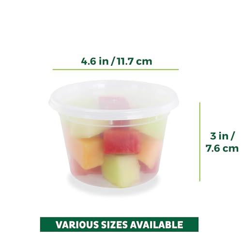 Food Storage Containers, Plastic Deli Container with Lids, Slime, Soup, Meal Prep Containers, BPA Free, Stackable, Leakproof, Microwave/Dishwasher/Freezer Safe, 16 oz - 50 Sets (Pack of 8) - view 3