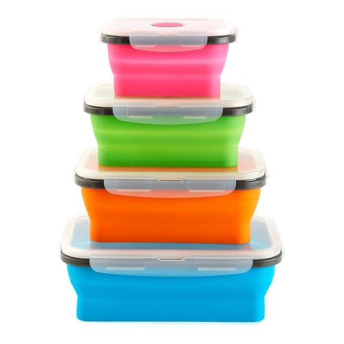 Collapsible Locking Lid Food Storage System Rectangle 8 pc Set