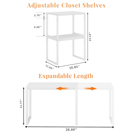 2 Pack Stackable Closet Organizers and Storage Shelves, Expandable Metal Clothing Shelf, Adjustable Shelving Unit for Cabinet Wardrobe, Kitchen, Pantry, Sweater Clothes Cube Storage Organizer - view 2