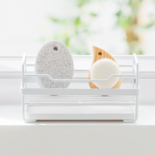 White Iron Storage Rack with Drainage Tray, Countertop Organizer Shelf - view 4