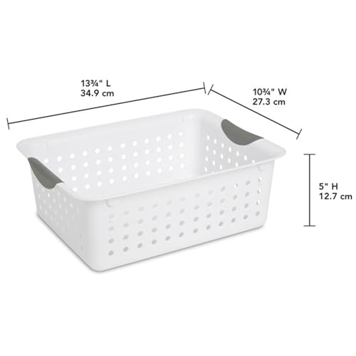 Medium Ultra Basket, Open Top Plastic Storage Bin, White, 18-Pack - view 2