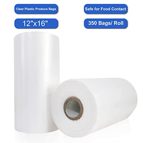 12'' x 16'' Plastic Produce Bags on a Roll, Clear, Food Storage Bags for Bread, Vegetable, Fruits and Meat, 350 Bags/Roll - view 2