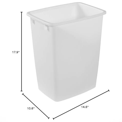 Small Kitchen Bathroom Trash Can, 9 Gallons, White, Waste Basket for Under Counter Office/Bedroom/Bathroom, Plastic - view 3