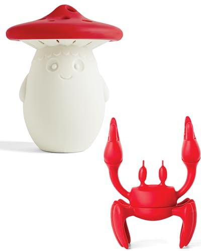 Red the Crab Silicone Utensil Rest and Fun Guy Fridge Deodorizer - Bundle of 2 Fun Kitchen Gadgets