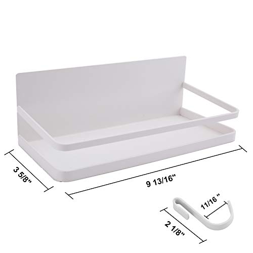 2 Pack Magnetic Spice Rack Organizer with 4 Removable Hooks, Refrigerator Storage Shelf, Single Tier Fridge Spice Rack, White - view 2