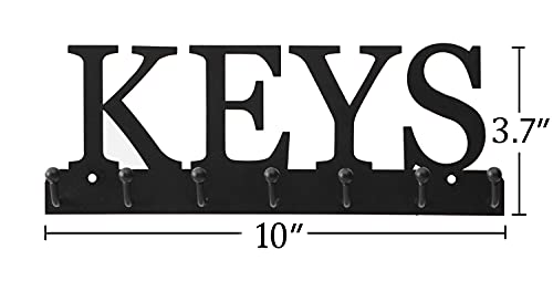 Key Holder Wall Mounted Key Hooks for Wall Decorative with 7 Hooks Black Metal Key Organizer Rack Hanger for Entryway, Front Door, Hallway, Office 10X3.7 inches - view 4