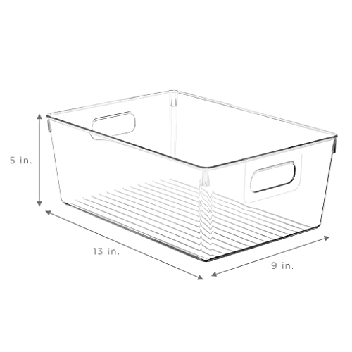 Clear Square Fridge Bins- Thick Sturdy Plastic Refrigerator Pantry Organizer- Versatile Non-Slip Stackable Cabinet Organization- Bath, Makeup, Food Snack Packet Organizer - 3 Pack - view 6