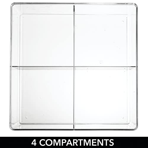 Plastic 4 Compartment Divided Drawer and Closet Storage Bin - Organizer for Scarves, Socks, Ties Bras, and Underwear - Dress Drawer Organizer, Shelf Organization - 2 Pack - Clear - view 4