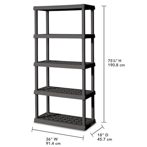 5 Shelf Unit, Heavy-Duty Plastic Storage & Utility Shelving Rack - view 3